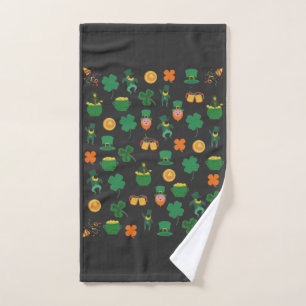 Lucky Irish pattern symbols, saint patrick's day  Hand Towel