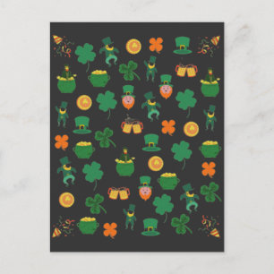 Lucky Irish pattern symbols, saint patrick's day Postcard