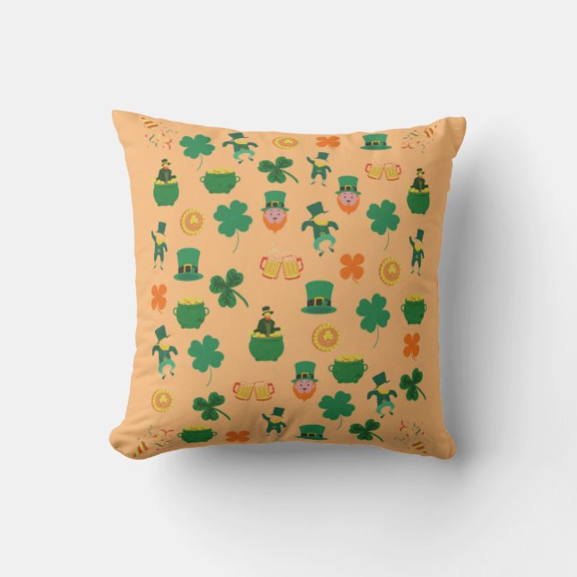 Lucky Irish pattern symbols, saint patrick's day T Cushion (Front)