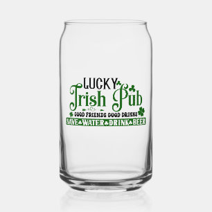 Lucky Irish pub clover St. Patricks Day Can Glass