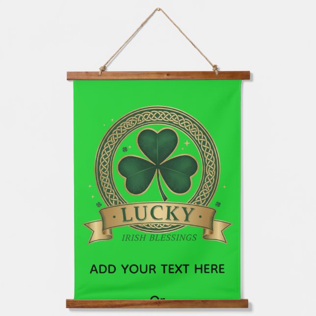 Lucky Irish Shamrock Celtic Wall Tapestry Design (Front)