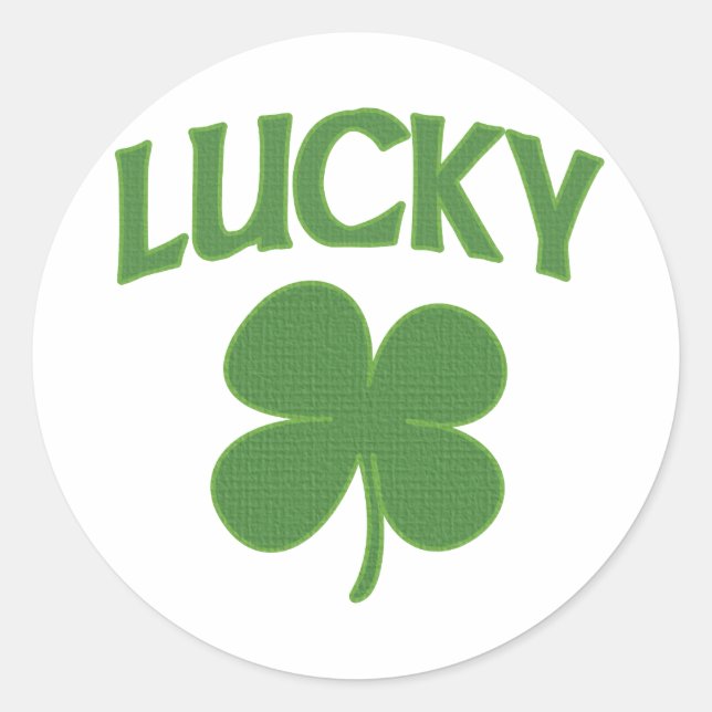 Lucky Irish Shamrock Classic Round Sticker (Front)