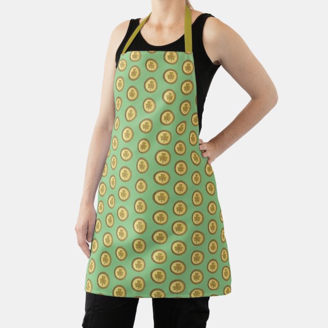 Lucky Irish Shamrock Gold Coin Apron (Insitu)
