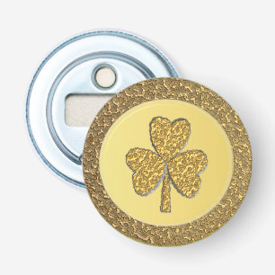 Lucky Irish Shamrock Gold Coin Bottle Opener