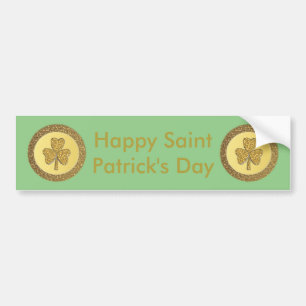 Lucky Irish Shamrock Gold Coin Custom Bumper Sticker