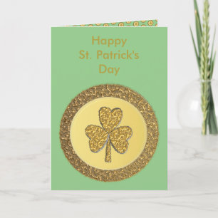 Lucky Irish Shamrock Gold Coin Custom Card