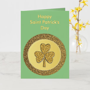 Lucky Irish Shamrock Gold Coin Custom Foil Greeting Card