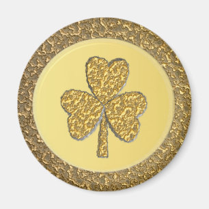 Lucky Irish Shamrock Gold Coin Magnet