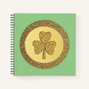Lucky Irish Shamrock Gold Coin Notebook