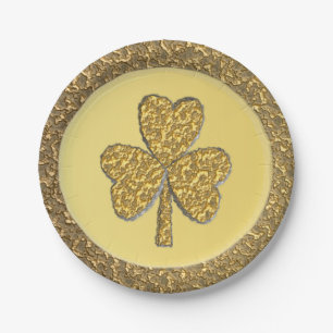 Lucky Irish Shamrock Gold Coin Paper Plate