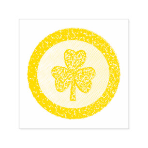 Lucky Irish Shamrock Gold Coin Self-inking Stamp