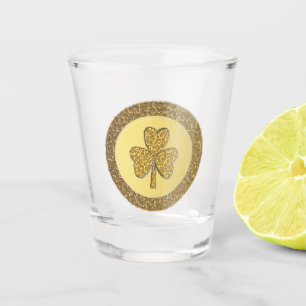 Lucky Irish Shamrock Gold Coin Shot Glass