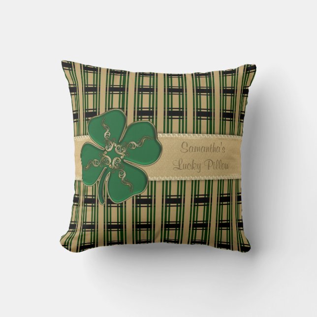 Lucky Irish Shamrock Personalised Pillow (Front)