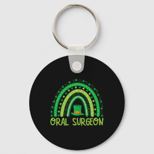 Lucky Irish Shamrock Rainbow Paddy's Day Oral Surg Key Ring