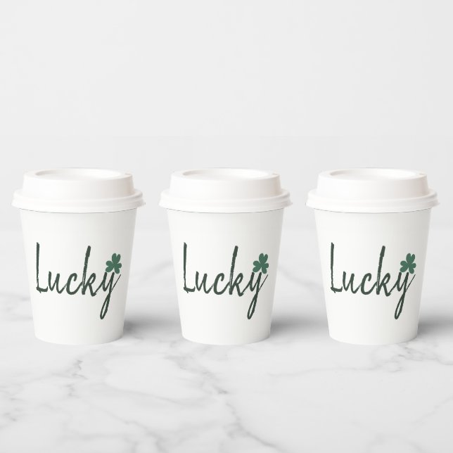 Lucky Irish Shamrock St Patricks Day      Paper Cups (Multi)
