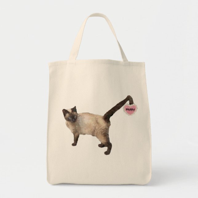 Lucky Kinked Tail Cat Tote Bag (Front)