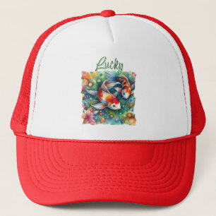 Lucky Koi Fish Whimsical Watercolor Personalised Trucker Hat