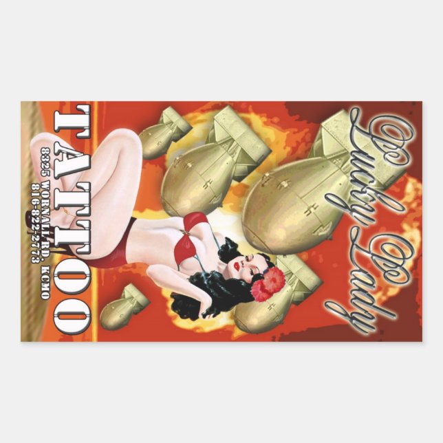 Lucky Lady Tattoo Rectangular Sticker (Front)