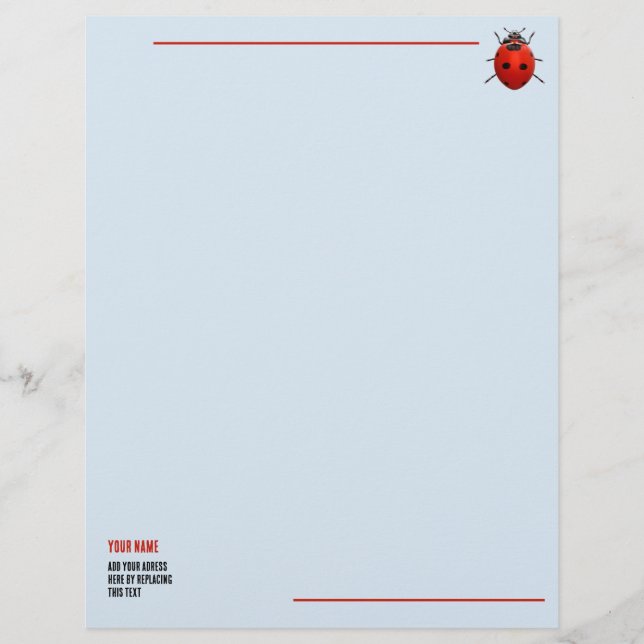 Lucky Ladybug Custom Letterhead (Front)