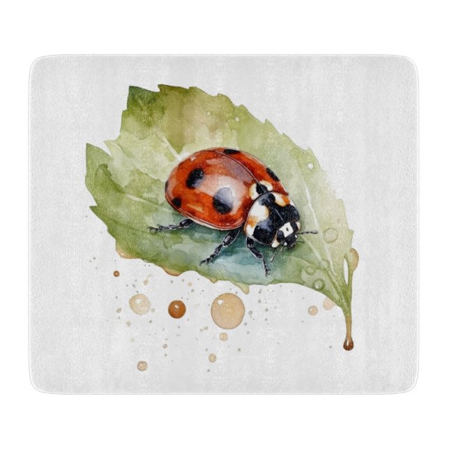 Lucky Ladybug on Leaf Cutting Board (Front)