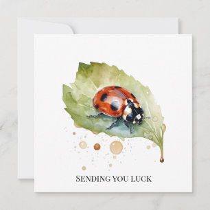 Lucky Ladybug on Leaf Invitation