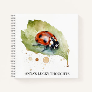 Lucky Ladybug on Leaf Notebook