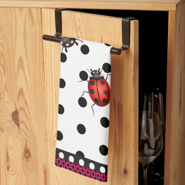 Lucky Ladybug Spots Tea Towel (Thirds Fold)