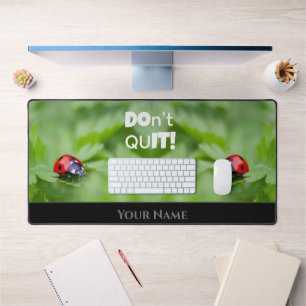 Lucky ladybugs motivational quote positive mindset desk mat