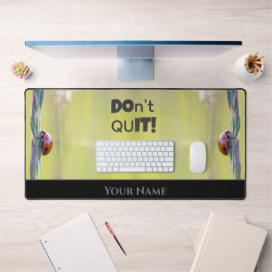 Lucky ladybugs motivational quote positive mindset desk mat