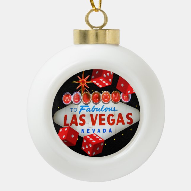 Lucky Las Vegas Ceramic Ball Ornament (Front)
