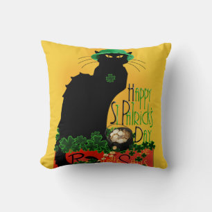 Lucky Le Chat Noir St. Patrick's Day Cushion