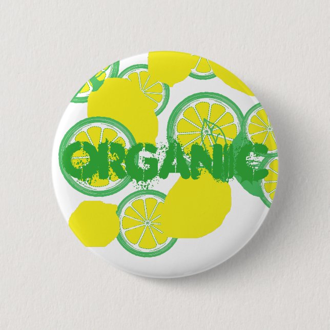 Lucky Lemons Organic Funky Button Pin (Front)