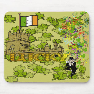 Lucky Leprechaun and His Irish Castle Mouse Pad