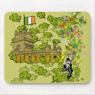 Lucky Leprechaun and His Irish Castle Mouse Pad