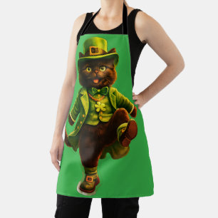 Lucky leprechaun black cat Saint Patrick's Day Pat Apron
