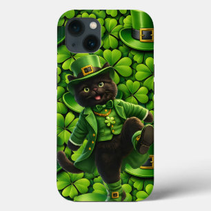 Lucky leprechaun black cat Saint Patrick's Day Pat iPhone 13 Case