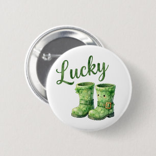 Lucky Leprechaun Boots Watercolor Patrick's Day 6 Cm Round Badge