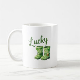 Lucky Leprechaun Boots Watercolor Patrick's Day Coffee Mug