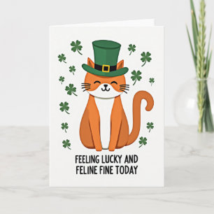 Lucky Leprechaun Cat Art Card