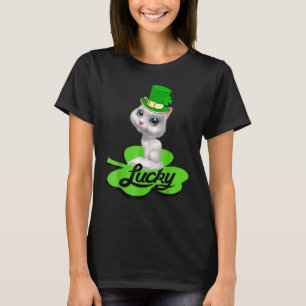 Lucky Leprechaun Cat St Patricks Day Shamrock For  T-Shirt