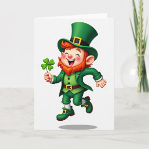 Lucky Leprechaun Four Leaf Clover Card