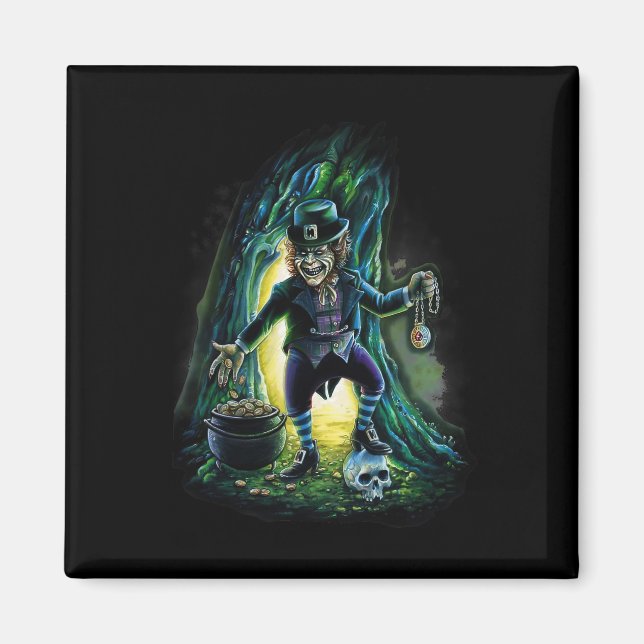 Lucky Leprechaun Funny St. Patricks Day Horror Vin Magnet (Front)
