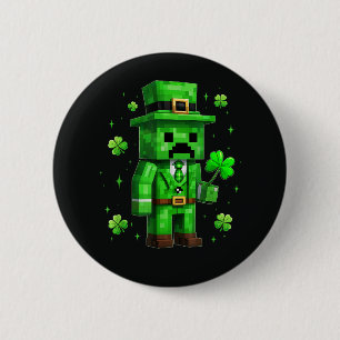 Lucky Leprechaun Funny St Patrick's Day Video Game 6 Cm Round Badge