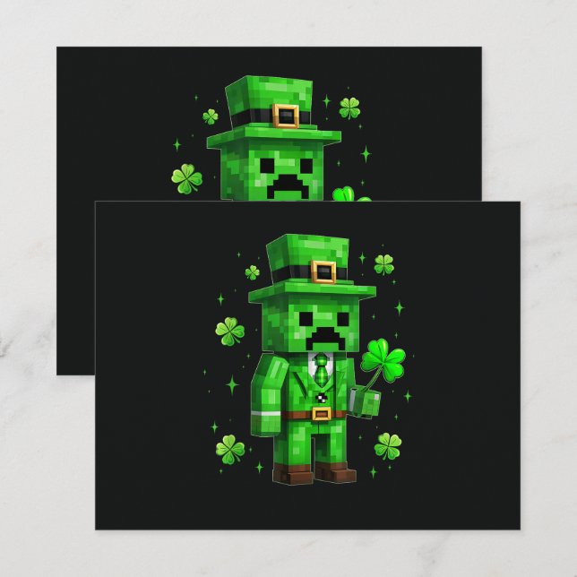 Lucky Leprechaun Funny St Patrick's Day Video Game Invitation (Front/Back)