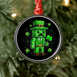Lucky Leprechaun Funny St Patrick's Day Video Game Metal Tree Decoration