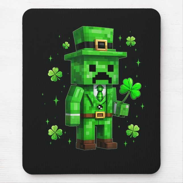 Lucky Leprechaun Funny St Patrick's Day Video Game Mouse Pad (Front)