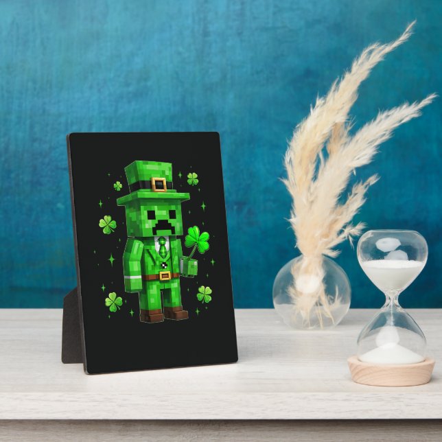 Lucky Leprechaun Funny St Patrick's Day Video Game Plaque (Side)