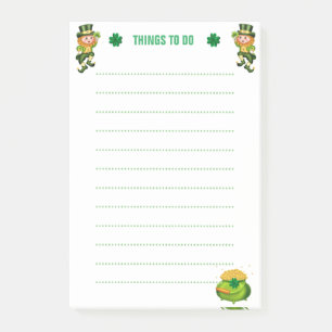 Lucky Leprechaun & Shamrocks Lined Things To Do Post-it Notes