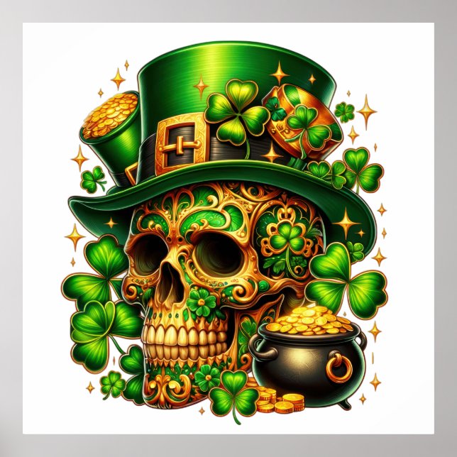 Lucky Leprechaun Skull Poster (Front)