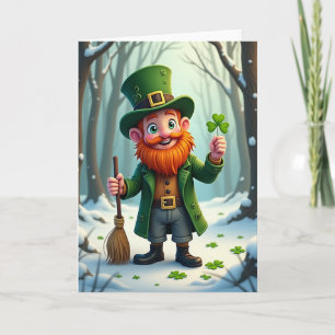 Lucky Leprechaun Winter Card
